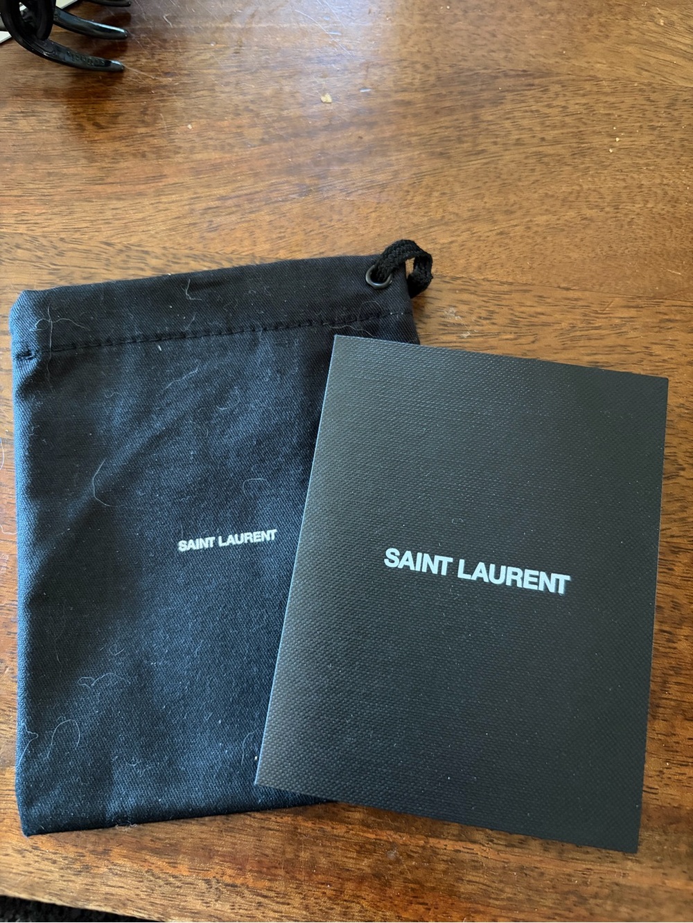 Saint Laurent Small Black Dust Bag and Receipt/Card Set with White Logo